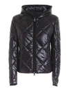 FAY QUILTED BLACK DOWN JACKET WITH HOOD