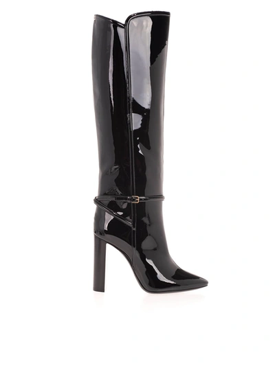 Saint Laurent 76 Boots In Patent Leather In Black