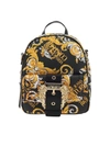 VERSACE JEANS COUTURE LOGO BAROQUE COUTURE I PRINT BACKPACK IN BLACK