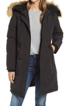 Sam Edelman Faux Fur Trim Short Parka In Black