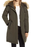 Sam Edelman Faux Fur Trim Down Parka In Loden