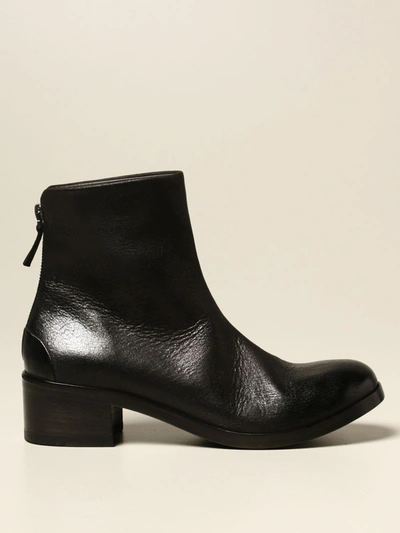 Marsèll Flat Booties Mars&amp;egrave;ll Listo Zip Ankle Boot In Genuine Nubuck Leather In Black