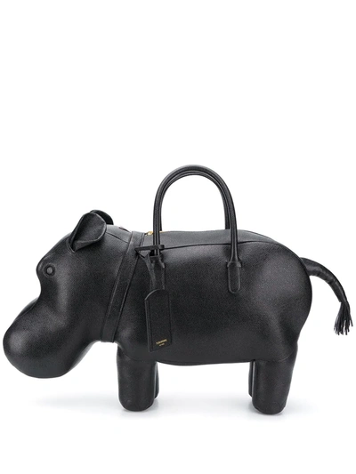 Thom Browne Hippo Pebbled Bag In 001 Black