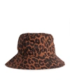 GANNI GANNI LEOPARD PRINT BUCKET HAT,16005976