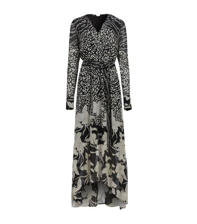 Allsaints Florence Tempo Leopard And Floral Print Midi Dress In Black