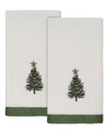 Avanti Trees With Gold Star Holiday 2-pc. Fingertip Towel Set, 11" X 16" In White