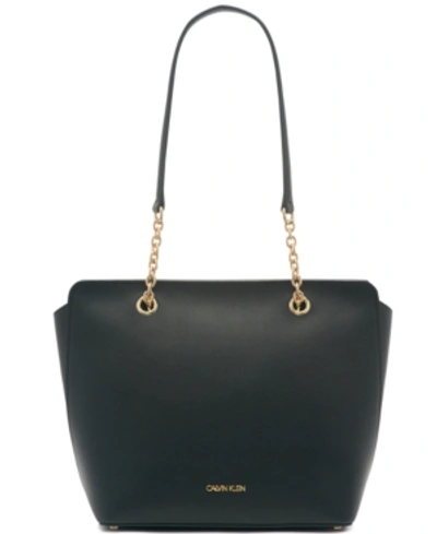 Calvin Klein Hailey Tote In Black/gold