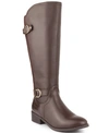 Karen Scott Leandraa Womens Faux Leather Riding Boots Knee-high Boots In Dark Brown