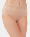 Vanity Fair Flattering Cotton Lace Stretch Brief Underwear 13396, Also Available In Extended Sizes In Honey Beige (nude 4)