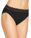 Vanity Fair Flattering Cotton Lace Stretch Brief Underwear 13396, Also Available In Extended Sizes In Midnight Black
