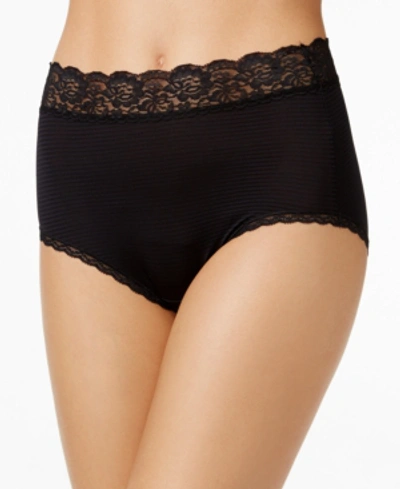Vanity Fair Flattering Lace Stretch Brief Underwear 13281, Also Available In Extended Sizes In Midnight Black