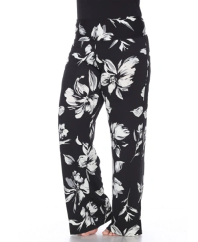 White Mark Plus Size Flower Print Palazzo Pants In Black