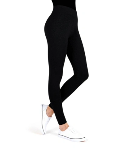 Memoi Women's Basic Cotton Leggings In Black