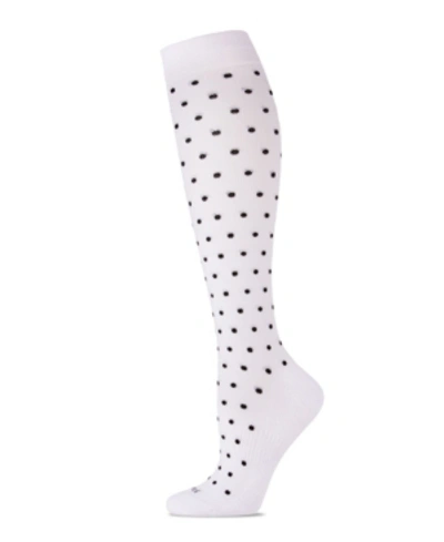 Memoi Classic Polka Dots Women's Compression Socks In White