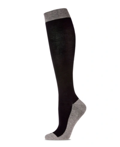 Memoi Two-tone Contrast Women's Compression Socks In Black