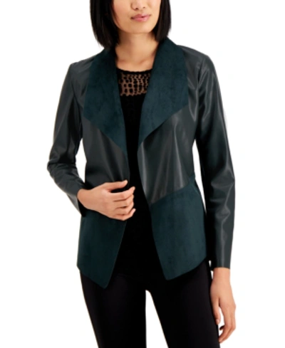 Alfani Knit-back Mixed-media Jacket, Created For Macy's In Dark Forest