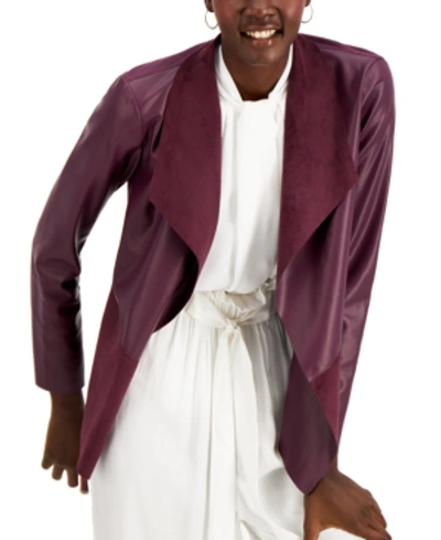 Alfani Knit-back Mixed-media Jacket, Created For Macy's In Berry Jam