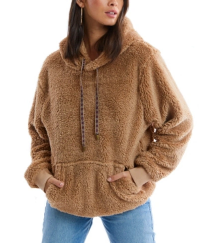 Allison New York Women's Fuzzy Sherpa Pullover In Camel