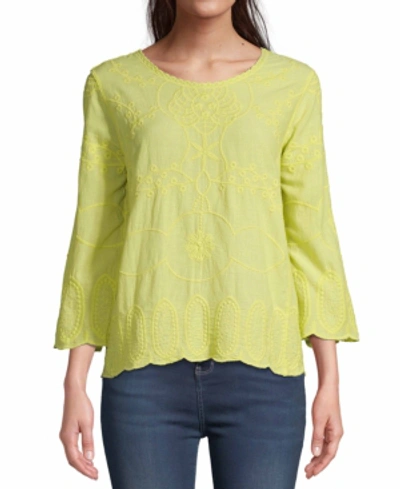 John Paul Richard Petite Embroidered 3/4-sleeve Top In Mai Tai Ph