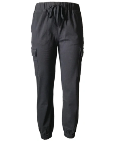 Tinseltown Juniors' High Waisted Pull On Utility Jogger Pants In Black