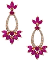 EFFY COLLECTION AMORE BY EFFY RUBY (3-3/4 CT. T.W.) AND DIAMOND (1/3 CT. T.W.) DROP EARRINGS IN 14K ROSE GOLD