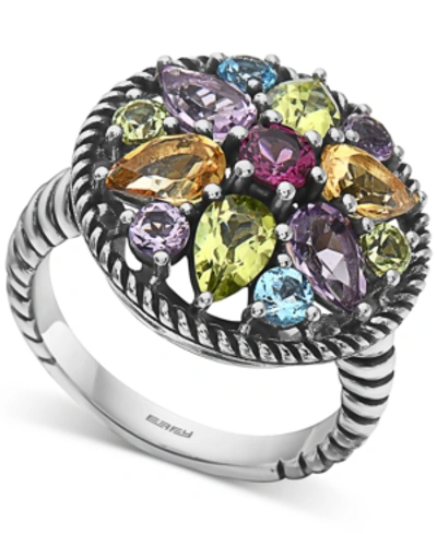 Effy Collection Effy Multi-gemstone Flower Statement Ring (3-1/2 Ct. T.w.) In Sterling Silver In Multi Gemstone