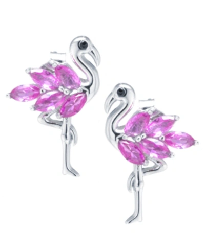 Giani Bernini Pink Cubic Zirconia Flamingo Earrings In Sterling Silver