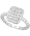 Forever Grown Diamonds Lab-created Diamond Rectangle Cluster Halo Statement Ring (3/4 Ct. T.w.) In Sterling Silver In Sterling Silver