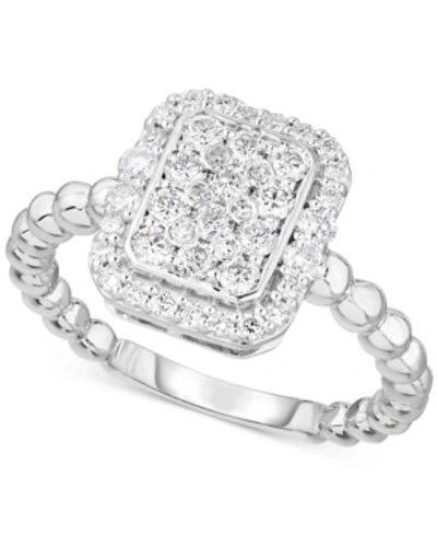 Forever Grown Diamonds Lab-created Diamond Rectangle Cluster Halo Statement Ring (3/4 Ct. T.w.) In Sterling Silver