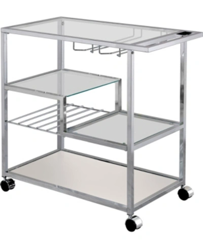 Furniture Of America Kendra Metal Mobile Serving Cart In Chrome