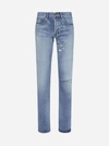 SAINT LAURENT DISTRESSED SLIM-FIT DENIM JEANS