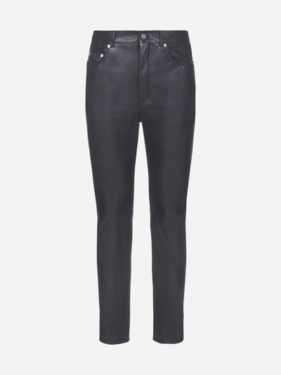 Saint Laurent Leather Trousers In Black