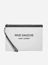 SAINT LAURENT RIVE GAUCHE LINEN AND LEATHER POUCH