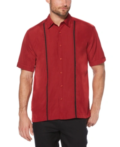 Cubavera Men's Big & Tall Stripe Short Sleeve Shirt In Biking Red