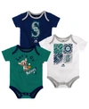 OUTERSTUFF BABY SEATTLE MARINERS RUNNING HOME 3 PIECE BODYSUIT SET