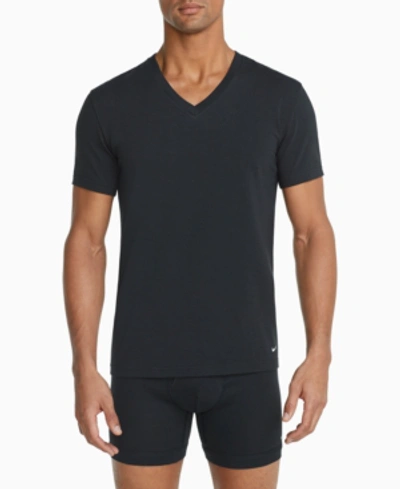 Nike Everyday Cotton Stretch Men's Slim Fit V-neck Undershirt In Black,black