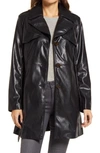 Sam Edelman Faux Leather Belted Trench Coat In Black
