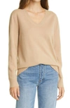 Vince Weekend V-neck Cashmere Sweater In Camel