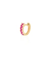 EF COLLECTION Single Pink Sapphire Princess Mini Huggie in Yellow Gold