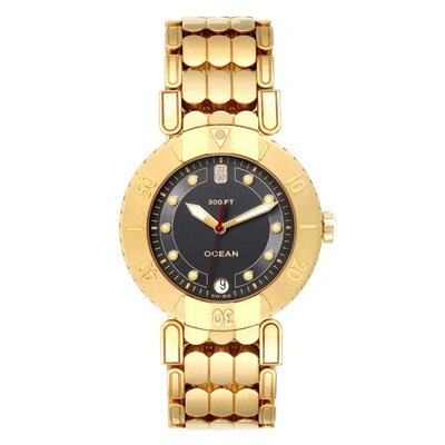 Pre-owned Harry Winston Black 18k Yellow Gold Submariner Ocean Men's Wristwatch 38 Mm
