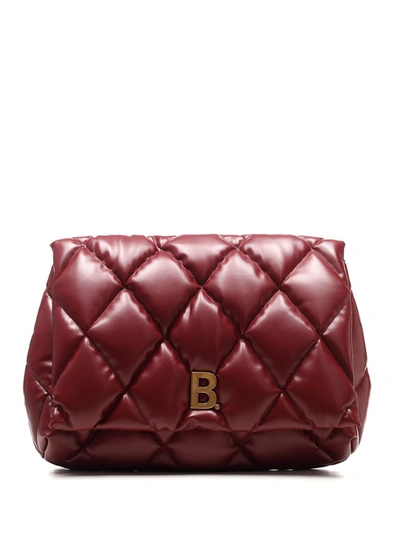 Balenciaga Touch B-plaque Medium Quilted-leather Shoulder Bag In Dark Red