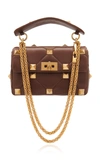 Valentino Garavani Garavani Roman Stud Medium Leather Shoulder Bag In Brown