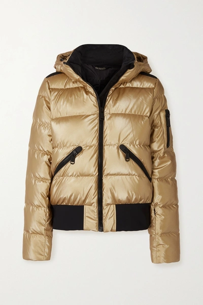 Goldbergh Aura Hooded Quilted Metallic Down Ski Jacket In Black