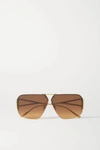 BOTTEGA VENETA AVIATOR-STYLE GOLD-TONE SUNGLASSES