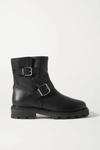 JIMMY CHOO YOUTH II BUCKLED SHEARLING-LINED LEATHER ANKLE BOOTS
