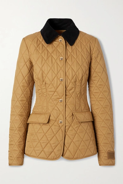 Burberry Corduroy-trimmed Quilted Twill Jacket In Neutrals