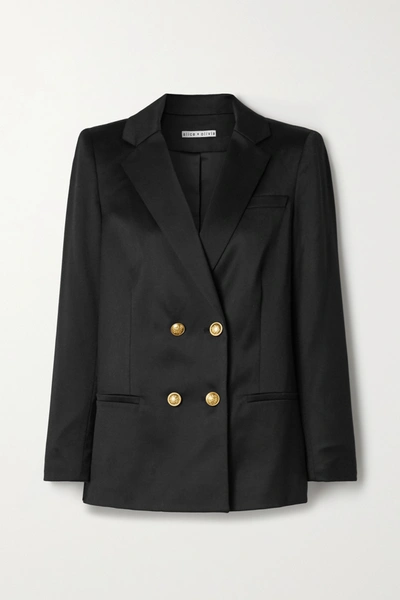 Alice And Olivia Bergen Double-breasted Wool-blend Blazer In Black