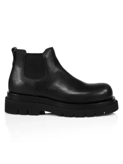 Bottega Veneta Platform Leather Chelsea Boots In Black