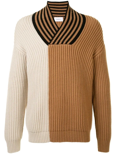 Ports V Colour-block Sweater In White