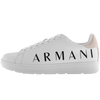 Armani Exchange Faux Leather Logo Sneakers In White